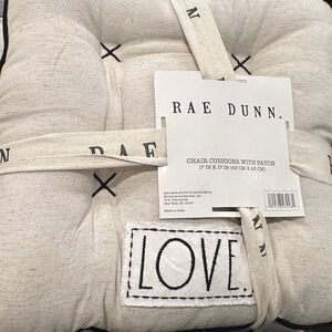 NWT Rae Dunn Cream Chair Cushions with LOVE Patch set of 4